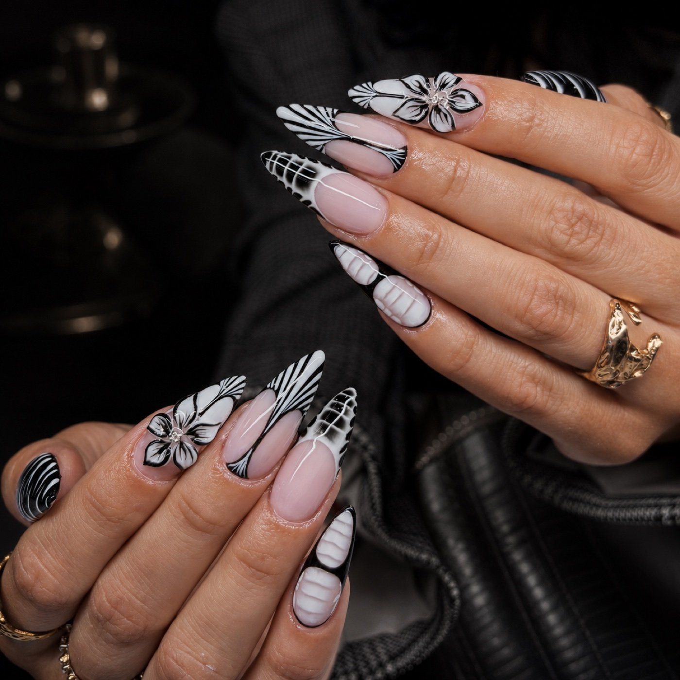 Nageldesign in Schwarz-Weiß – Nail Gallery Frankfurt